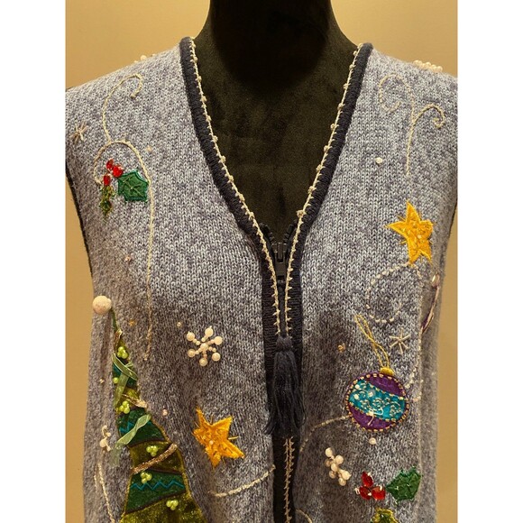 White Stag Christmas  Sweater Vest Vintage Look Size 18W - 20W Blue w/ Snowman - Picture 4 of 11